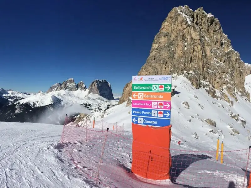 Orientierungstafel für Skifahrer auf einem Berg